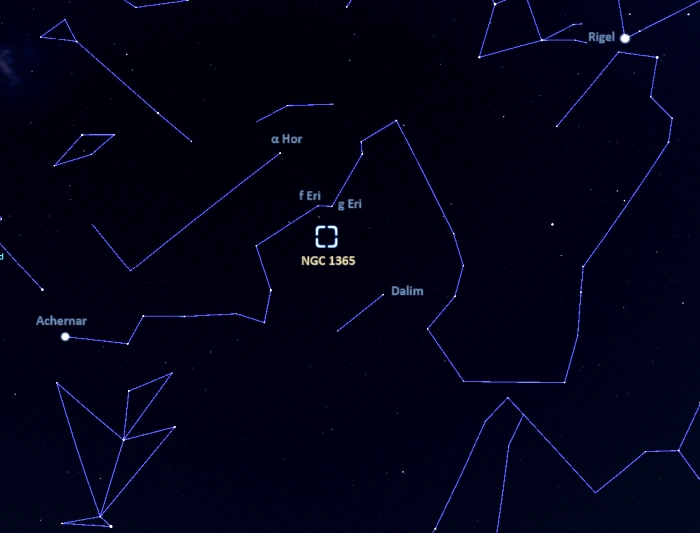 how to find ngc 1365,where is NGC 1365 in the sky