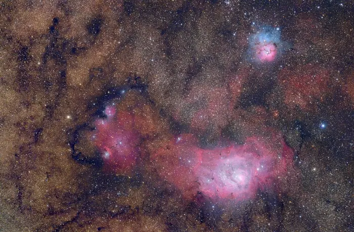 m20 and m8 nebulae