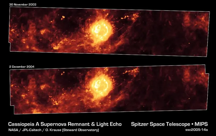 cassiopeia a light echo,cassiopeia a infrared