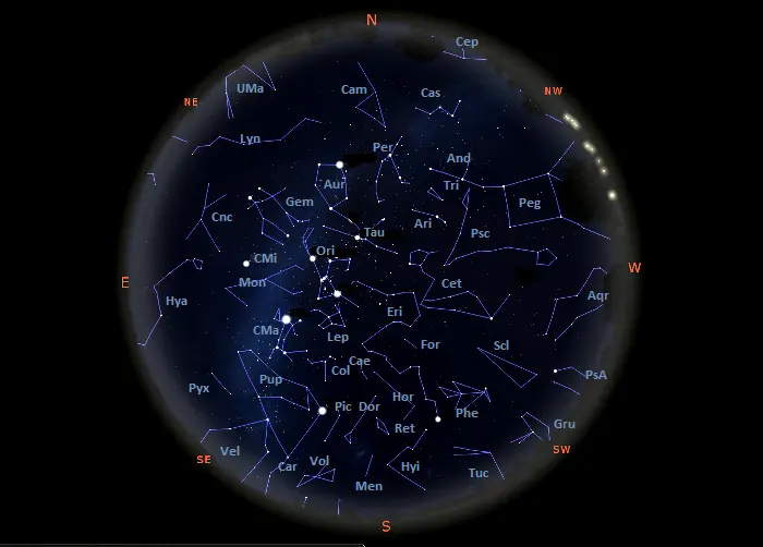 constellations in the sky tonight from equatorial latitudes