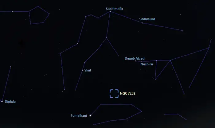 ngc 7252 location,how to find the atoms for peace galaxy,where is the atoms for peace galaxy in the sky