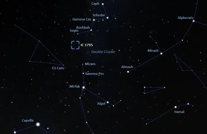 ic 1795 location,how to find the fish head nebula,where is the fish head nebula in the sky