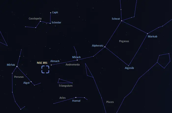 ngc 891 location,outer limits galaxy location