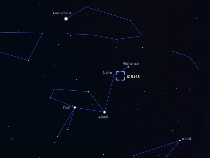 ic 5148 location,how to find the spare tyre nebula,where is ic 5148 in the sky