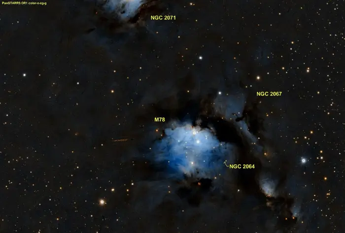 m78,ngc 2071,ngc 2064,ngc 2067