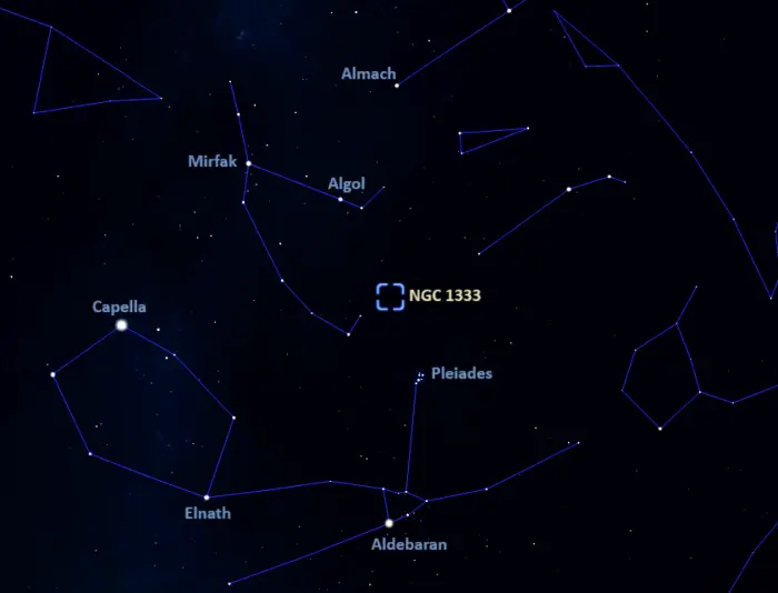 how to find ngc 1333,where is the embryo nebula in the sky