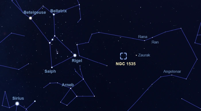 how to find cleopatra's eye nebula,ngc 1535 location,where is cleopatra's eye nebula in the sky