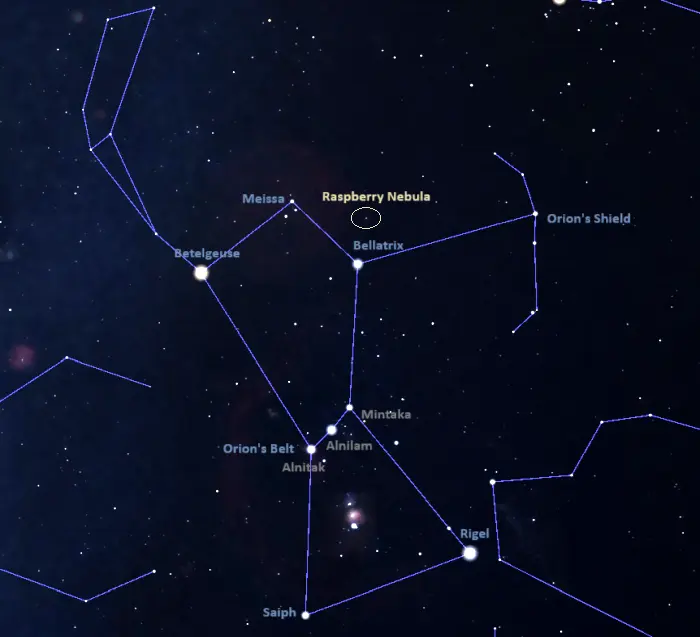 how to find the raspberry nebula