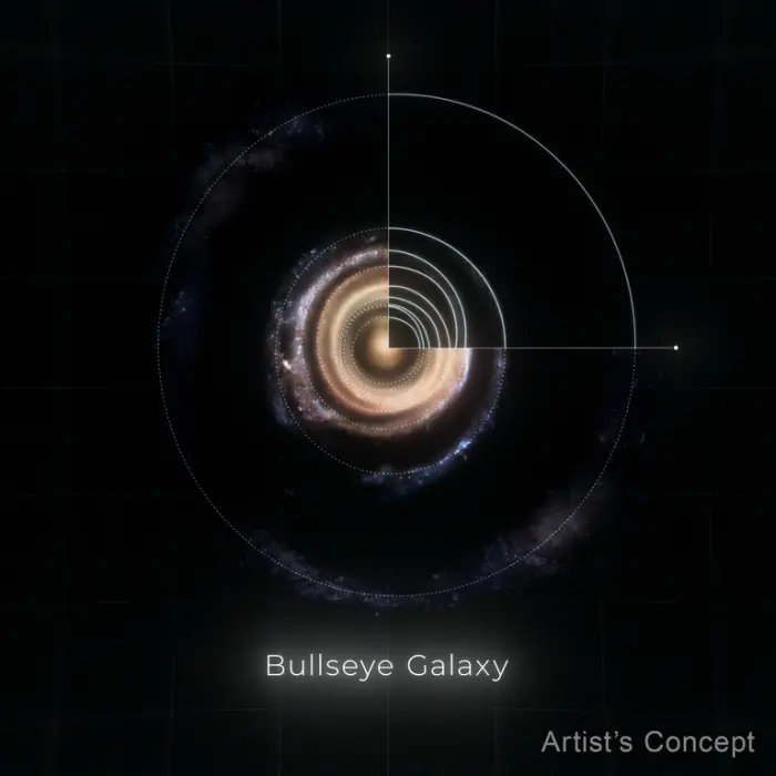 LEDA 1313424 nine rings,bullseye galaxy illustration